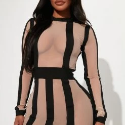 Fashion Nova A Lil Scandalous Mesh Mini Dress - Black