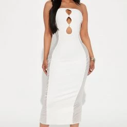 Fashion Nova Starry Nights Bandage Midi Dress - White