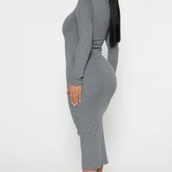 Fashion Nova Amika Ribbed Midi Dress - Charcoal -fashion nova dresses Shop 09 28 22Studio4 RT KH 09 54 21 12 RD48438L Charcoal 2091 WG