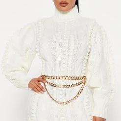 Fashion Nova Sassy Secret Sweater Mini Dress - Ivory