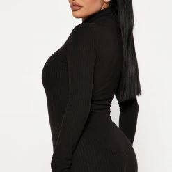 Fashion Nova Amika Ribbed Midi Dress - Black -fashion nova dresses Shop 09 28 22Studio4 RT KH 10 38 09 21 RD48438L Black 2172 PB
