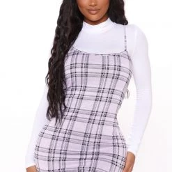 Fashion Nova School Girl At Heart Mini Dress Set - Lavender/combo