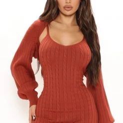 Fashion Nova Warm Wishes Dress Set - Rust -fashion nova dresses Shop 09 29 21Studio2 MS 11 09 39 45 RDAD2491FN Rust 3212 KS