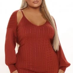 Fashion Nova Warm Wishes Dress Set - Rust -fashion nova dresses Shop 09 29 21Studio3 ME RL 08 48 28 11 RDAD2491FN Rust 1797 PLUS KS