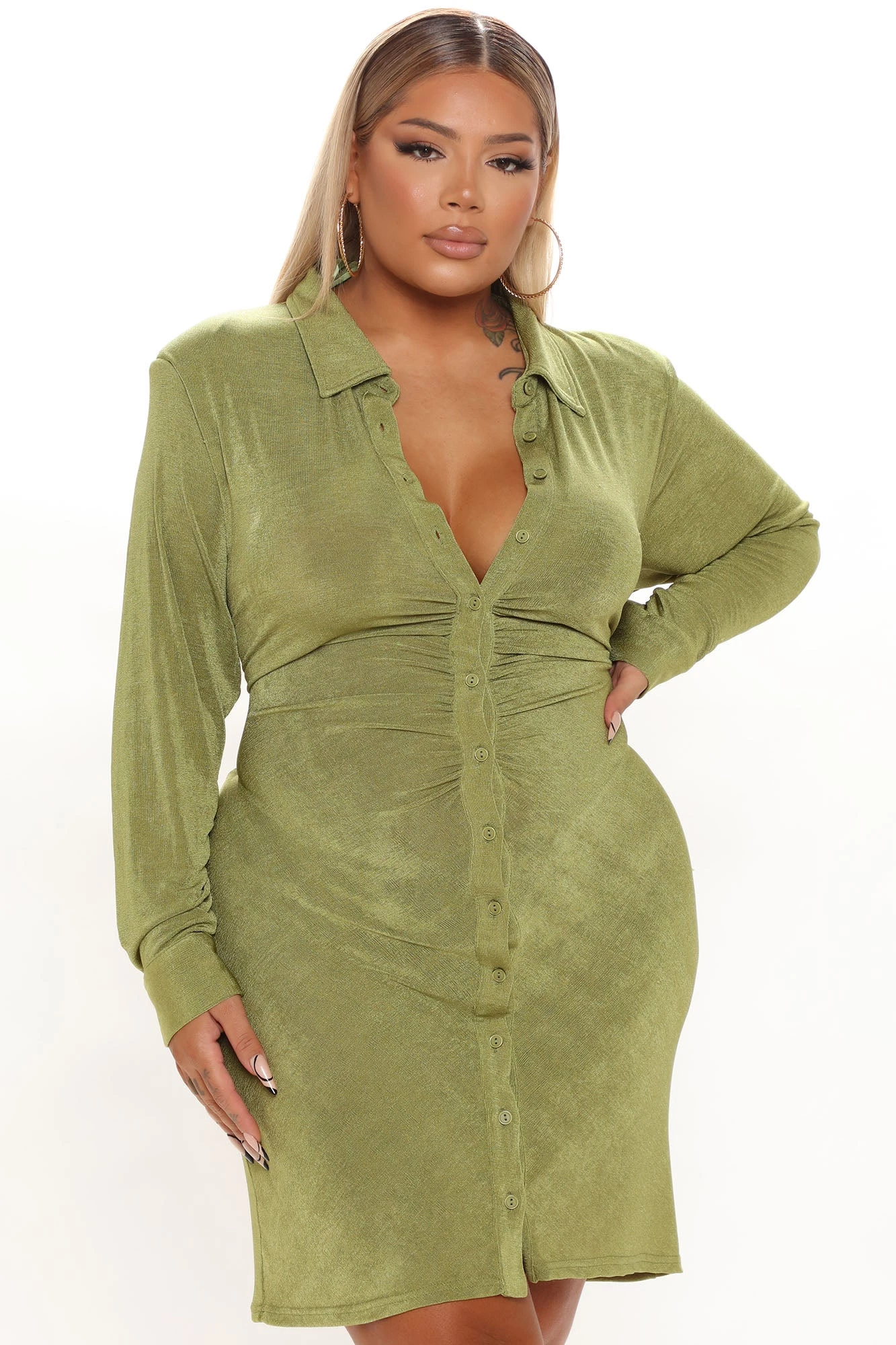 Fashion Nova Tall Nights To Remember Shirt Dress - Green 8 Fashion Nova Tall Nights To Remember Shirt Dress - Green - Image 6