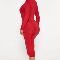 Fashion Nova Julie Ribbed Midi Dress - Red -fashion nova dresses Shop 09 29 22Studio4 CE KP 10 31 57 20 RD47261L Red 2524 PB