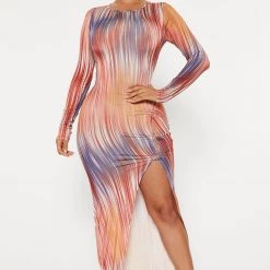 Fashion Nova You're On My Mind Maxi Dress - Rust/combo