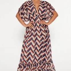 Fashion Nova Afternoon Dates Maxi Dress - Navy/combo