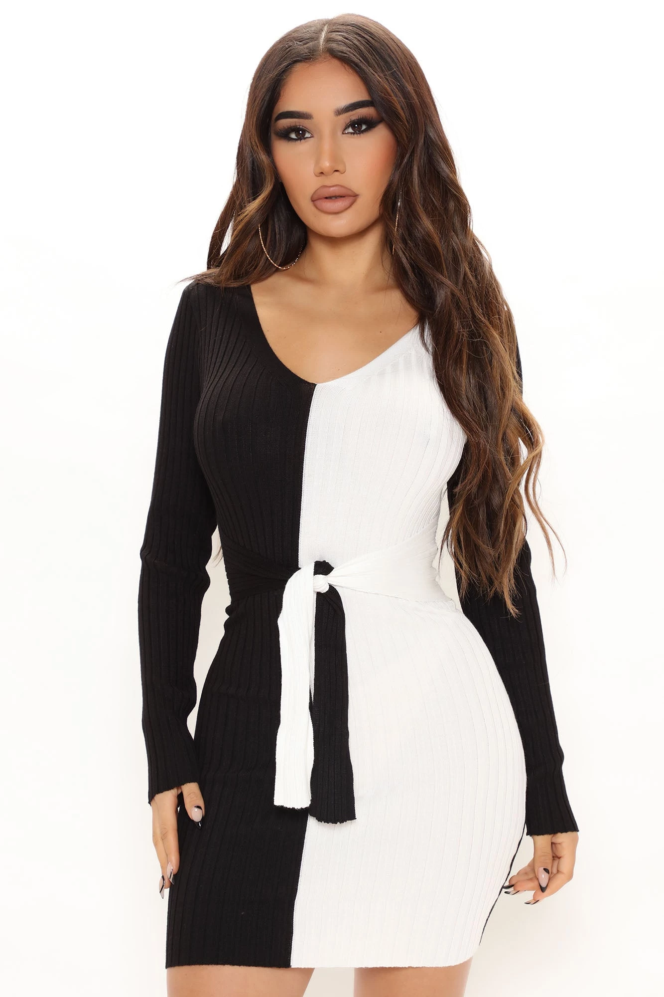 Fashion Nova Autumn Falls Sweater Mini Dress - Black/combo 5 Fashion Nova Autumn Falls Sweater Mini Dress - Black/combo - Image 3