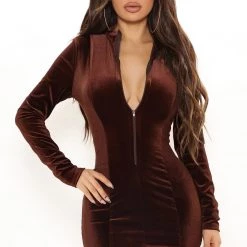 Fashion Nova Chocolate Dream Velvet Mini Dress - Brown -fashion nova dresses Shop 09 30 21Studio2 SN RL 11 27 01 28 AD5469FN Brown 3752 EH
