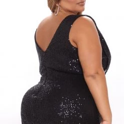 Fashion Nova Brightest Star Sequin Maxi Dress - Black -fashion nova dresses Shop 09 30 21Studio4 DM RL 13 35 12 44 1760FN Black 0207 PLUS KS