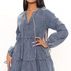 Fashion Nova Tall Alpine Denim Mini Dress - Medium Wash