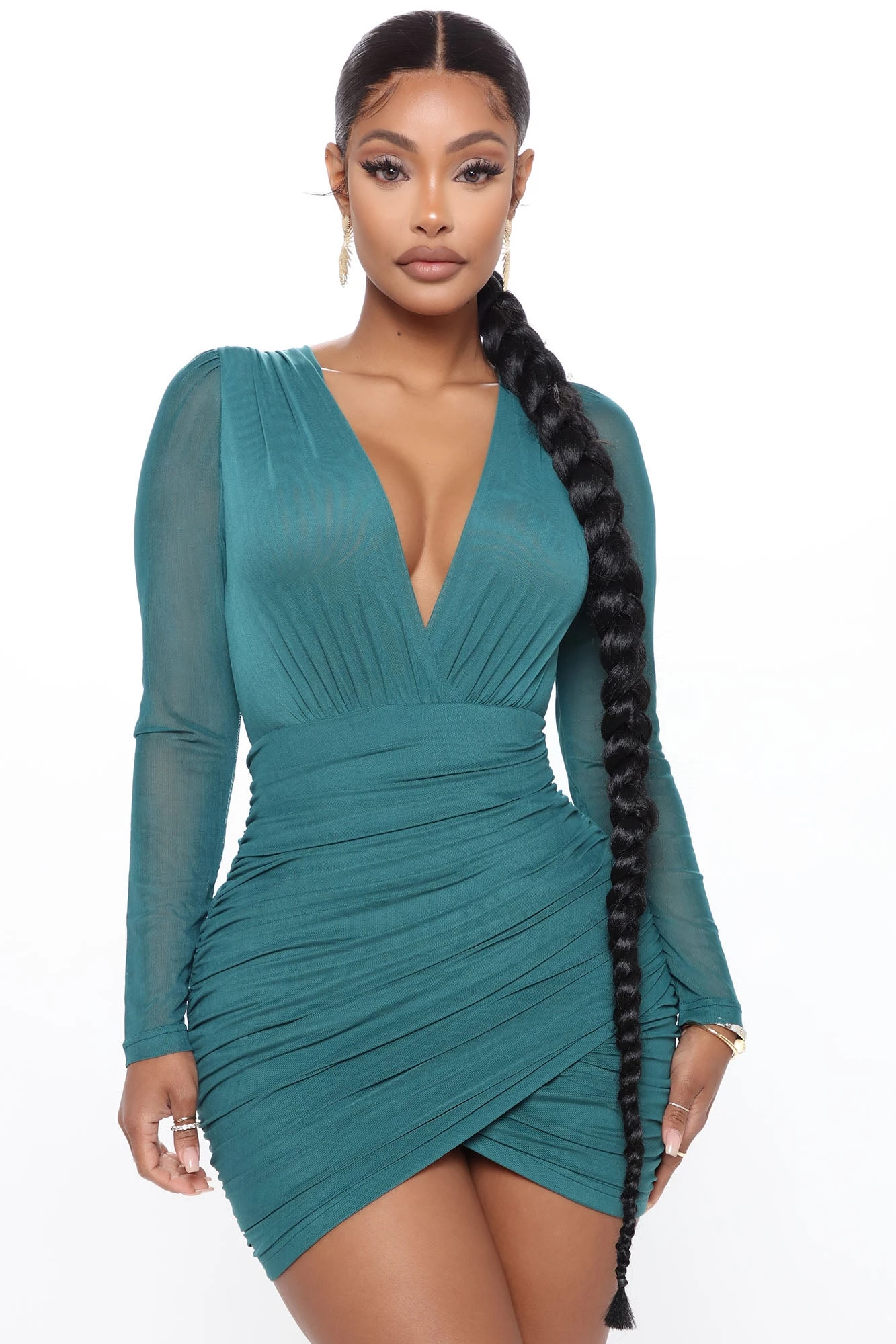 Fashion Nova Sheer Goes Nothing Mini Dress - Hunter 5 Fashion Nova Sheer Goes Nothing Mini Dress - Hunter - Image 3