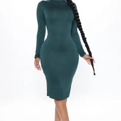 Fashion Nova Kora Midi Dress - Hunter