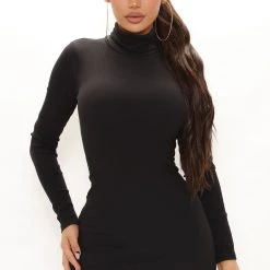 Fashion Nova Serious Attitude Ribbed Mini Dress - Black