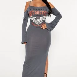 Fashion Nova American Rider Midi Dress - Slate Blue