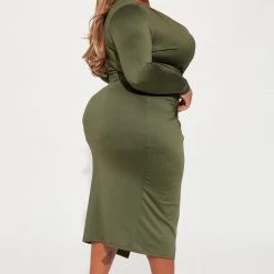 Fashion Nova Eyes On Me Ruched Midi Dress - Olive -fashion nova dresses Shop 10 04 22Studio1 MS IM 12 01 39 29 D10933 Olive 7594 PLUS ES