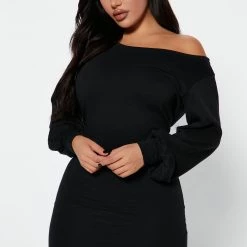 Fashion Nova Kelley Off Shoulder Mini Dress - Black