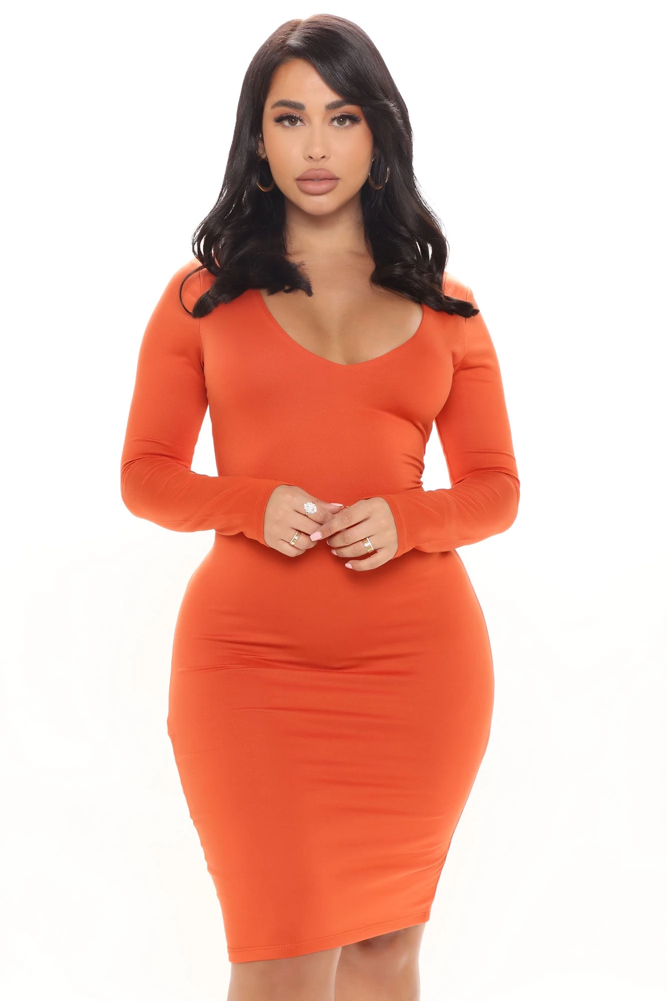 Fashion Nova Amilia Double Lined Midi Dress - Rust 4 Fashion Nova Amilia Double Lined Midi Dress - Rust - Image 2