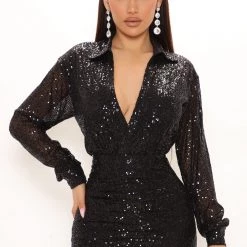 Fashion Nova It's Cocktail Hour Sequin Mini Dress - Black