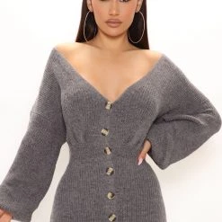 Fashion Nova Serenity Sweater Midi Dress - Charcoal -fashion nova dresses Shop 10 06 21Studio2 SN KP 13 18 04 65 SD106 Charcoal 0285 EH