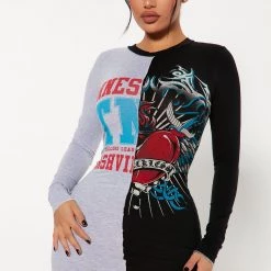 Fashion Nova Sunset Rider Mini Dress - Black/Grey