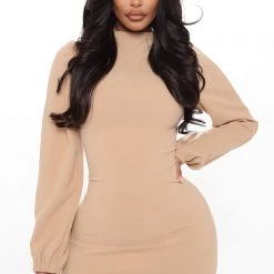 Fashion Nova Forever Dreaming Of You Mini Dress - Taupe