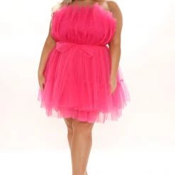 Fashion Nova Exclusive Tulle Mini Dress - Hot Pink -fashion nova dresses Shop 10 07 21Studio1 CE KG 11 52 00 27 HGD021 HotPink 2827 PLUS DC