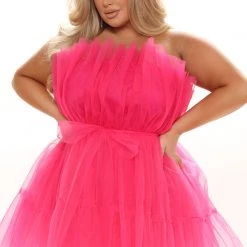 Fashion Nova Exclusive Tulle Mini Dress - Hot Pink -fashion nova dresses Shop 10 07 21Studio1 CE KG 11 52 05 27 HGD021 HotPink 2830 PLUS DC