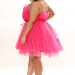 Fashion Nova Exclusive Tulle Mini Dress - Hot Pink -fashion nova dresses Shop 10 07 21Studio1 CE KG 11 52 31 27 HGD021 HotPink 2832 PLUS DC