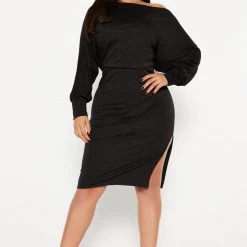 Fashion Nova Madeline Midi Dress - Black