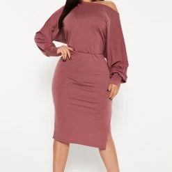 Fashion Nova Madeline Midi Dress - Mauve