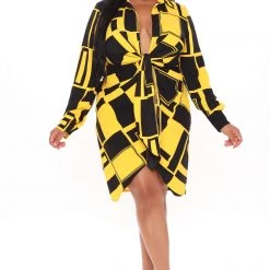 Fashion Nova Playing The Part Shirt Dress - Black/Yellow -fashion nova dresses Shop 10 08 20Studio2 RT SA 15 08 09 50 D1997 BlackYellow 0715 PLUS WG