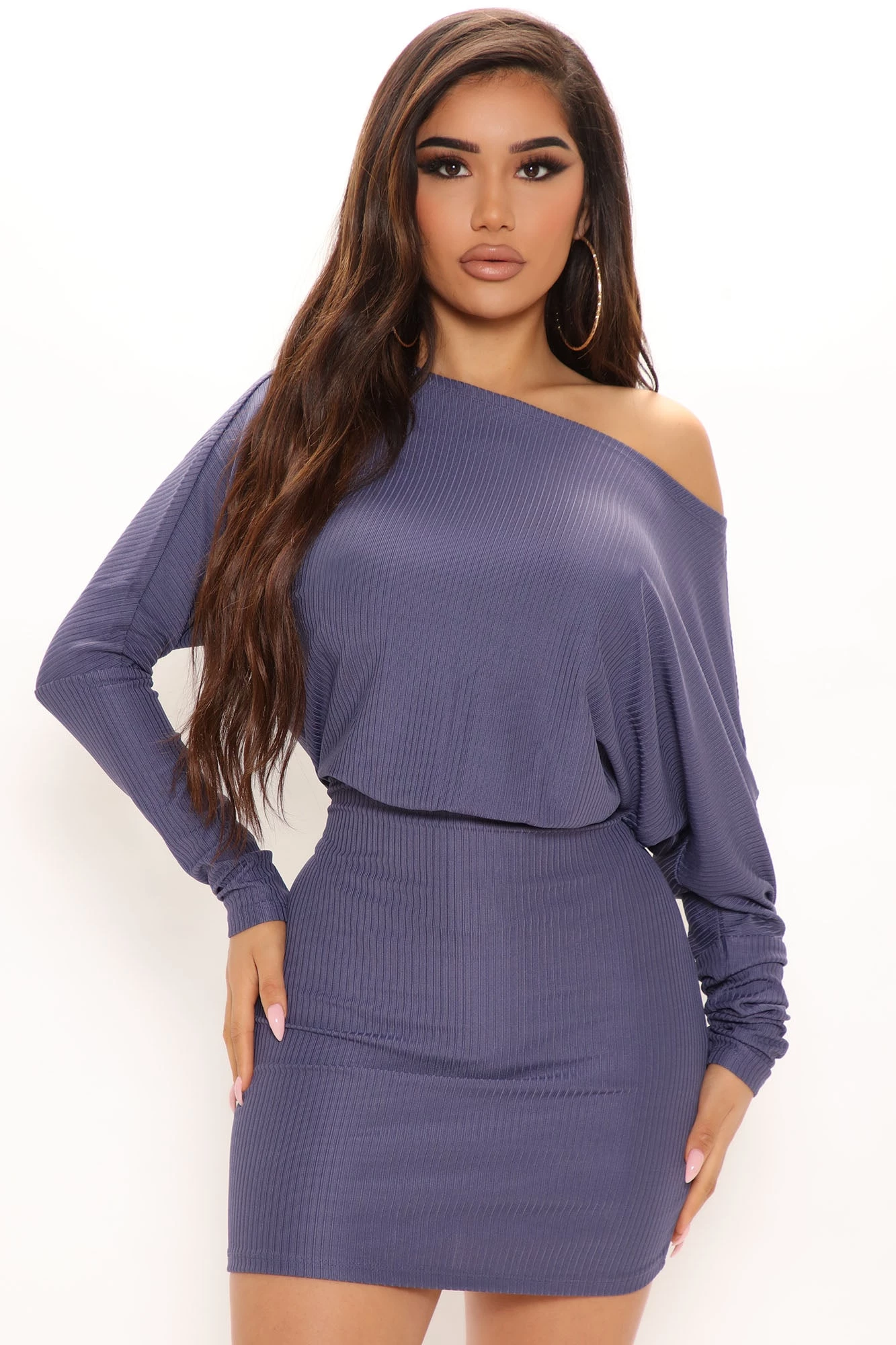 Fashion Nova Serena Off Shoulder Mini Dress - Navy 3 Fashion Nova Serena Off Shoulder Mini Dress - Navy