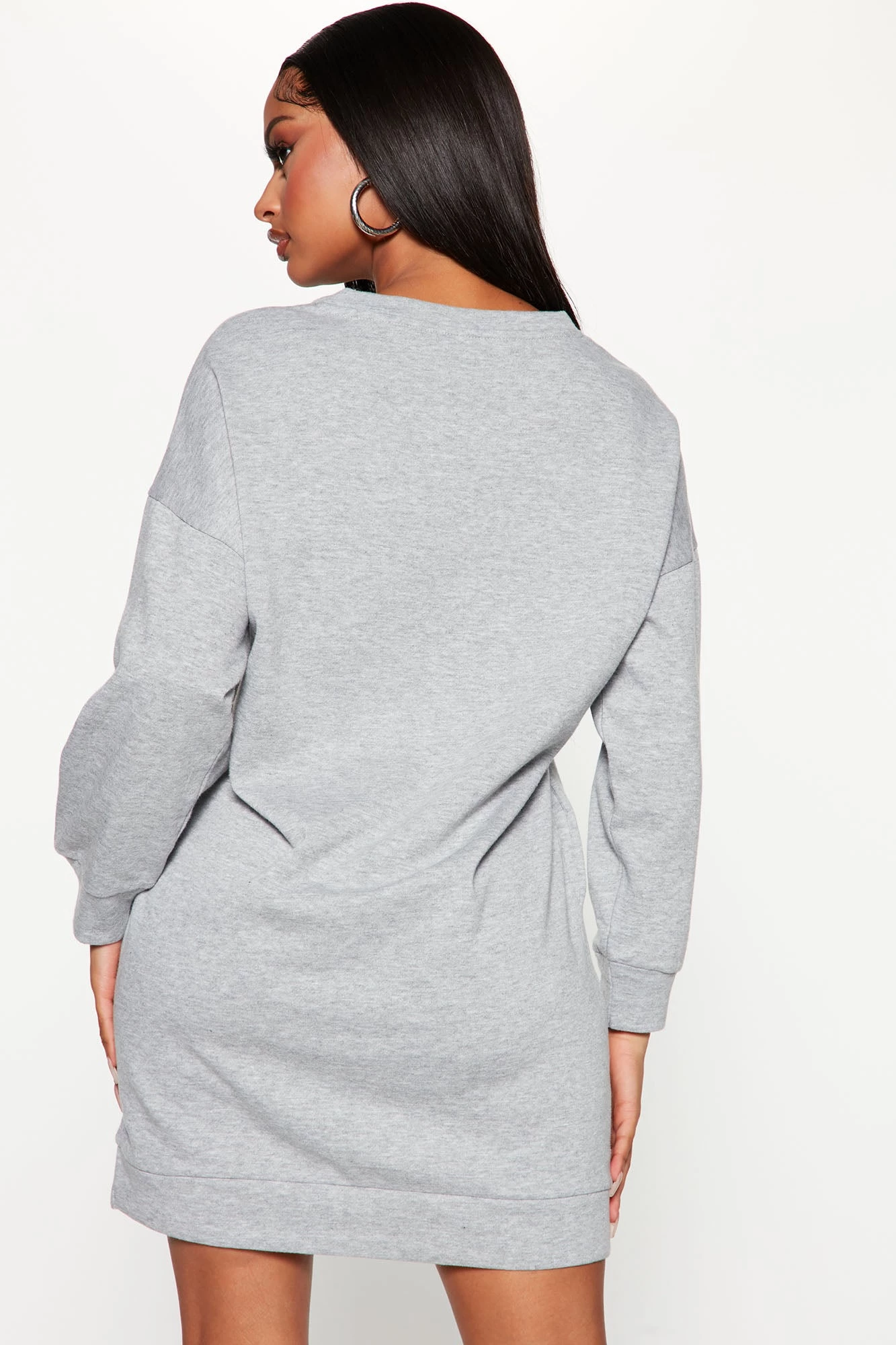 Fashion Nova Sandie Sweatshirt Dress - Heather Grey 5 Fashion Nova Sandie Sweatshirt Dress - Heather Grey - Image 3