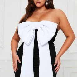 Fashion Nova Big Bow Energy Maxi Dress - Black/White -fashion nova dresses Shop 10 10 22Studio7 KJ AC 10 14 40 10 DR2587 BlackWhite 8364 PLUS PB