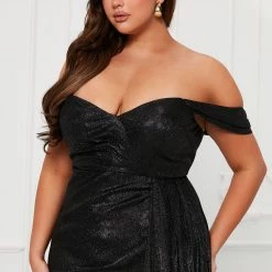 Fashion Nova Valerie Metallic Gown - Black -fashion nova dresses Shop 10 10 22Studio7 KJ AC 14 01 02 22 MF21275 Black 8908 PLUS JB