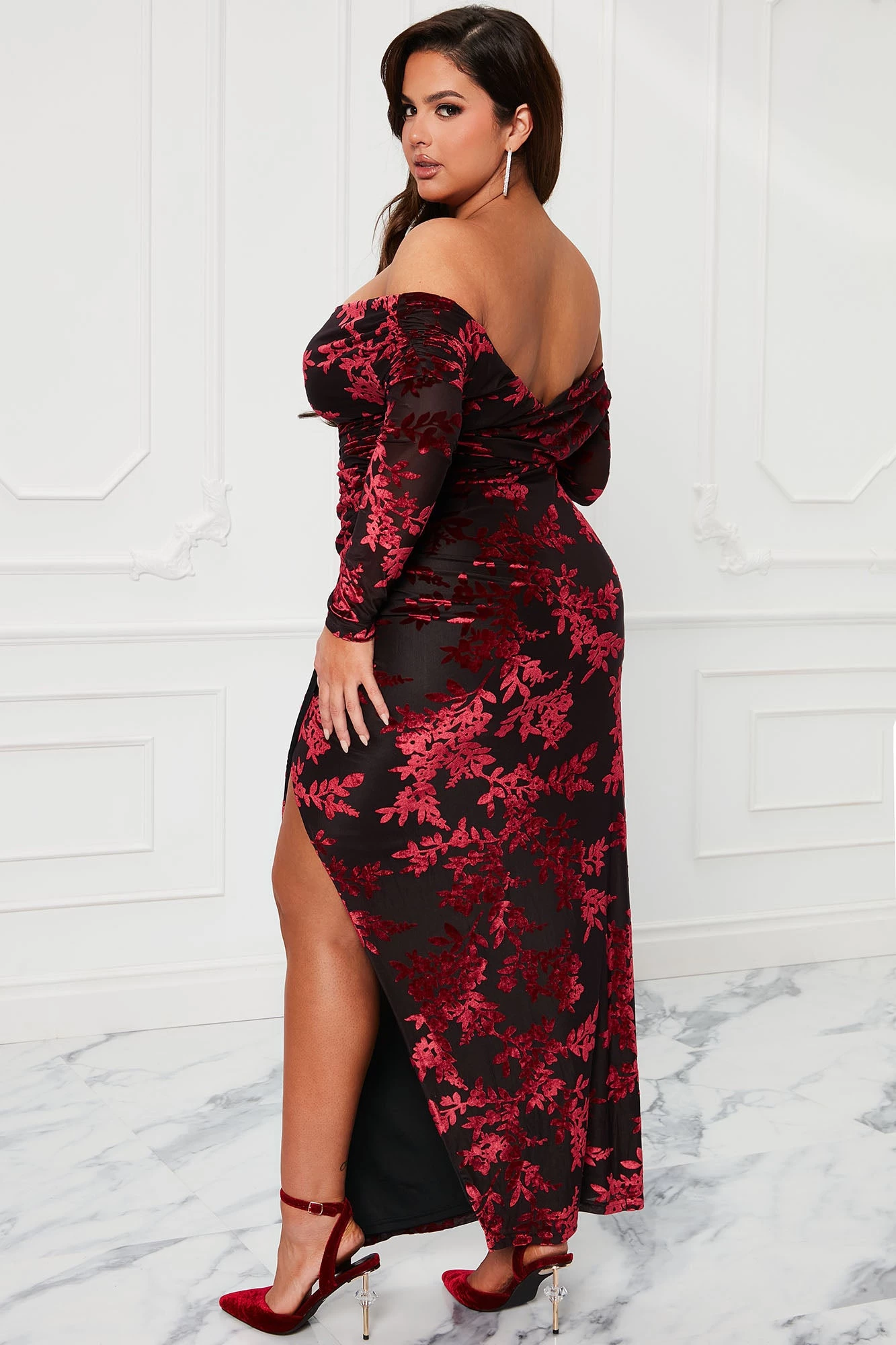 Fashion Nova Alexi Velvet Maxi Dress - Burgundy/combo 9 Fashion Nova Alexi Velvet Maxi Dress - Burgundy/combo - Image 7