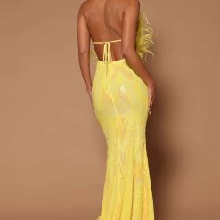Fashion Nova Carolina Feather Embellished Maxi Dress - Yellow -fashion nova dresses Shop 10 10 22Studio7 ME KP 10 03 54 2 GW22C1210 Yellow P 0044 EH
