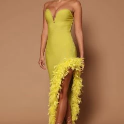 Fashion Nova Jacqueline Bandage Maxi Dress - Chartreuse