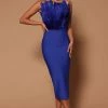 Fashion Nova Marianna Bandage Midi Dress - Royal