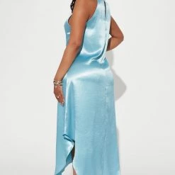 Fashion Nova Porchia Satin Midi Dress - Blue -fashion nova dresses Shop 10 11 22Studio2 ME RL 13 44 49 13 DZ22G205 Blue 4934 ES