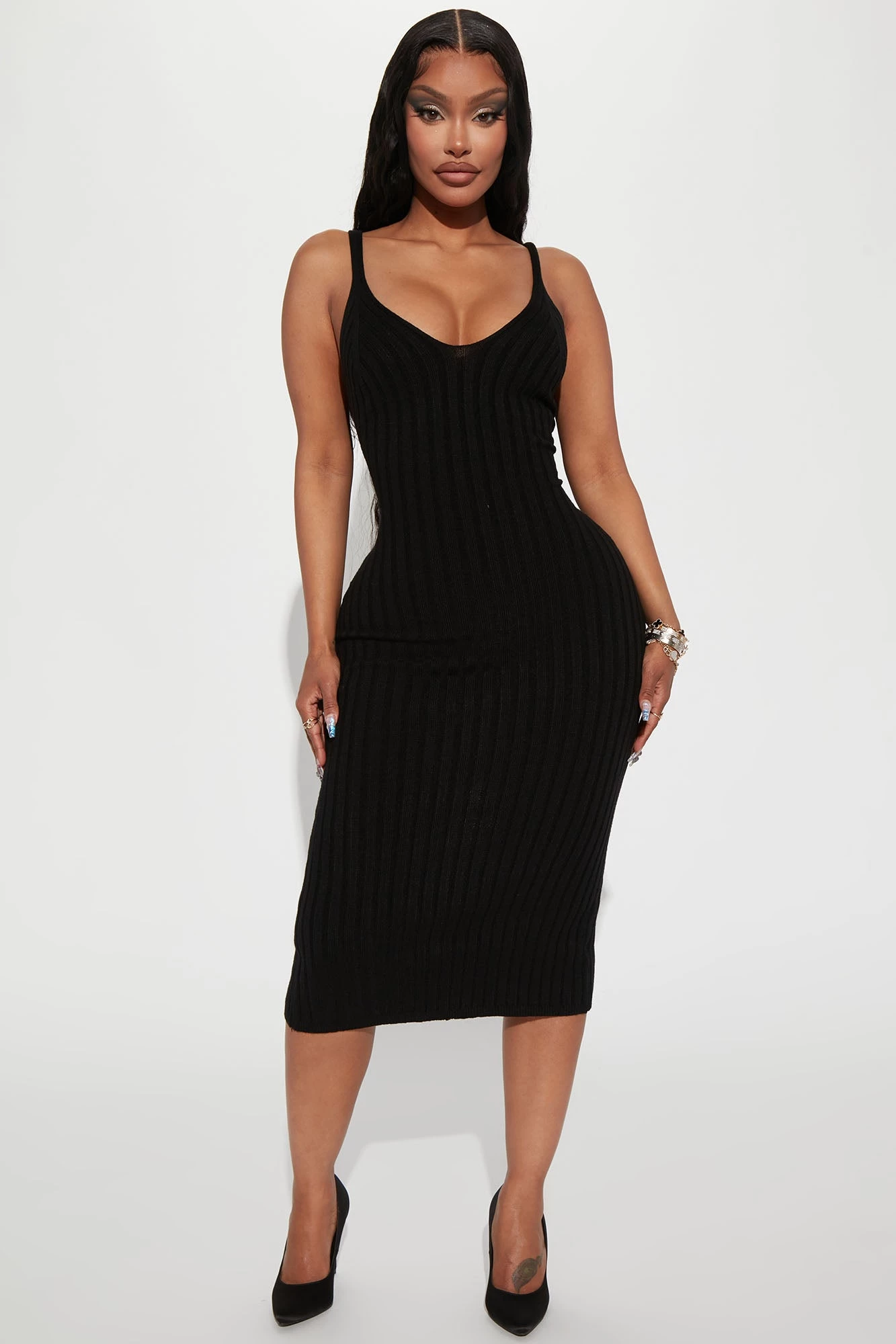 Fashion Nova Litzel Sweater Midi Dress - Black 3 Fashion Nova Litzel Sweater Midi Dress - Black