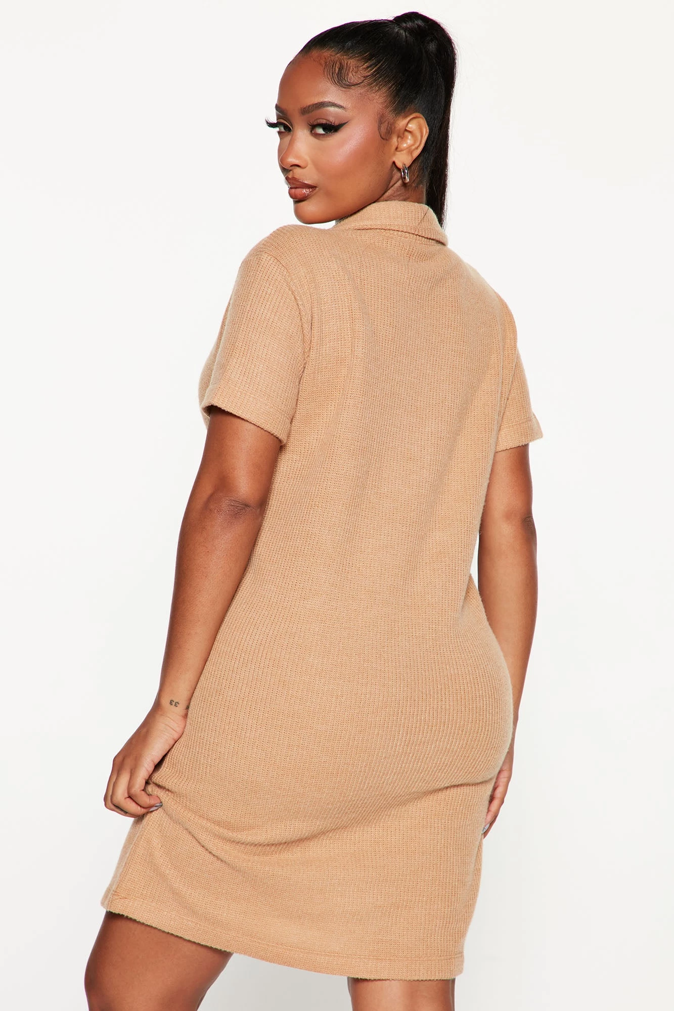 Fashion Nova Sarita Mini Dress - Tan 5 Fashion Nova Sarita Mini Dress - Tan - Image 3