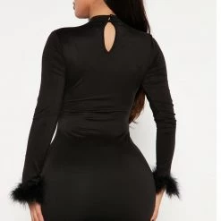 Fashion Nova Lucia Feather Mini Dress - Black -fashion nova dresses Shop 10 12 22Studio4 MS DJ 15 09 08 59 SK6605 Black 1963 EH