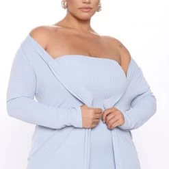 Fashion Nova Satisfied Ribbed Maxi Dress Set - Blue -fashion nova dresses Shop 10 13 20Studio3 RM TB 10 59 56 19 ST30001TD Blue 0674 PLUS JK
