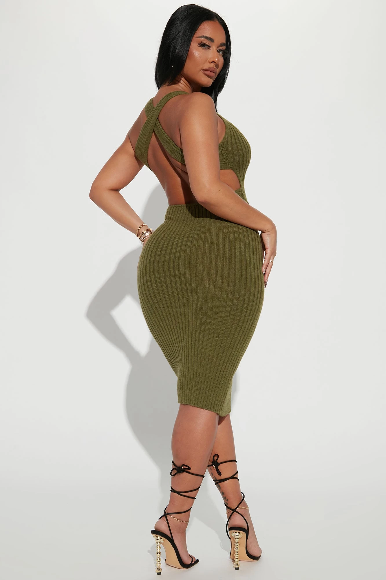Fashion Nova Yalina Sweater Midi Dress - Olive 5 Fashion Nova Yalina Sweater Midi Dress - Olive - Image 3