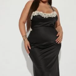 Fashion Nova Meadow Satin Midi Dress - Black -fashion nova dresses Shop 10 14 22Studio2 KS AR 11 14 12 23 JD40142 Black 1218 PLUS PB