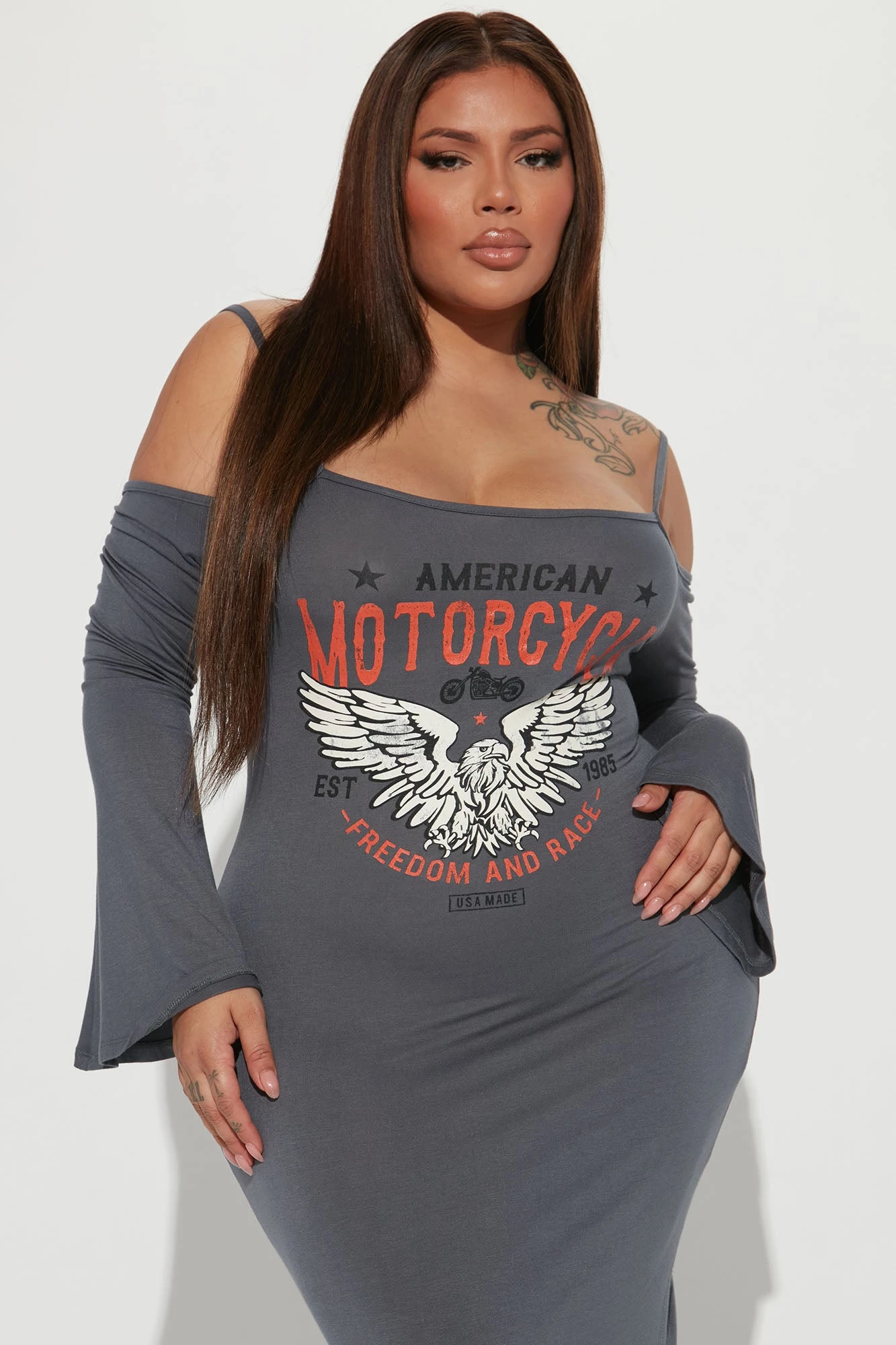 Fashion Nova American Rider Midi Dress - Slate Blue 7 Fashion Nova American Rider Midi Dress - Slate Blue - Image 5