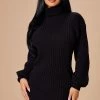 Fashion Nova Too Cozy Turtle Neck Sweater Dress - Black